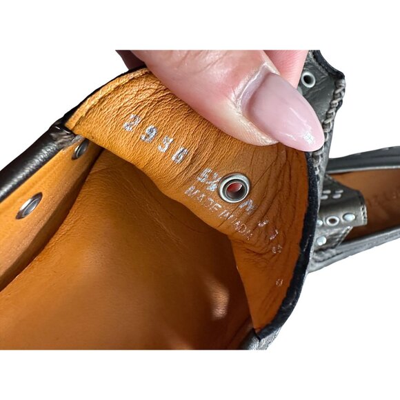 ROBERT ZUR Pewter Silver Metallic Leather Studded Flats Loafers Size 5.5 - Picture 5 of 11